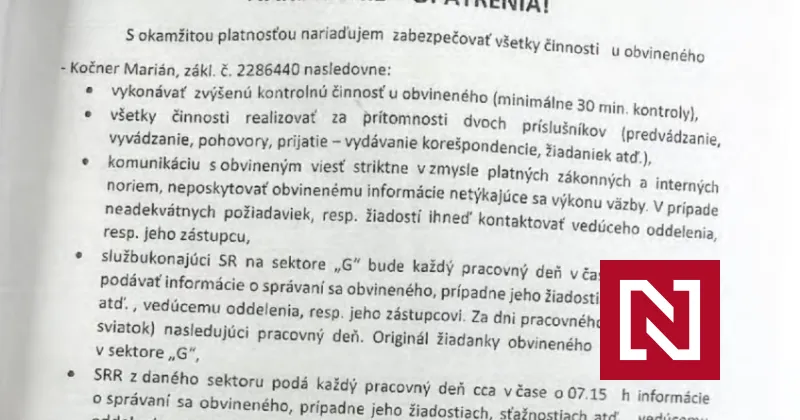 V leopoldovskej väznici vyšetrujú, kto vyniesol Kočnerovi interný dokument o sprísnenom režime – Denník N