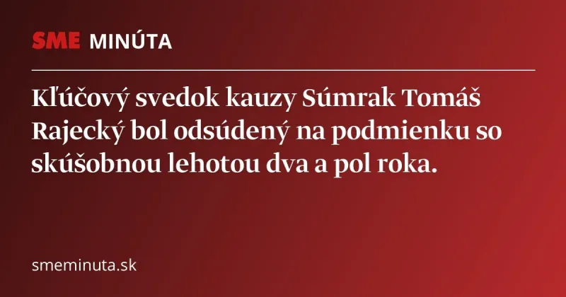 Rajecký z kauzy Súmrak bol odsúdený na podmienku so skúšobnou lehotou - SME Minúta