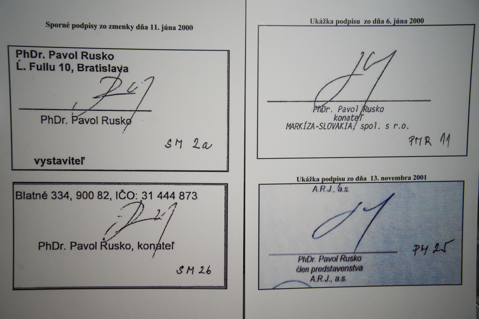 Kočnerove zmenky: Ruskov podpis na zmenkách sa podľa Markízy nepodobá na jeho podpis z roku 2000 – Denník N