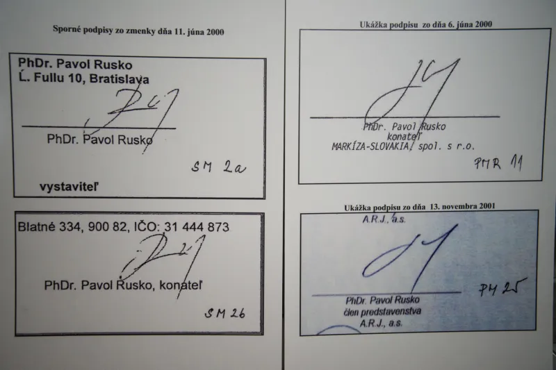 Kočnerove zmenky: Ruskov podpis na zmenkách sa podľa Markízy nepodobá na jeho podpis z roku 2000 – Denník N
